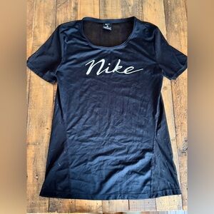 Nike Women's Black Short Sleeve Tee Athletic and Sheer Back